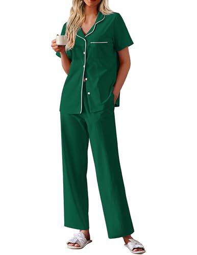 Women's Cuban Collar Short Sleeve Shirt and Pants Set