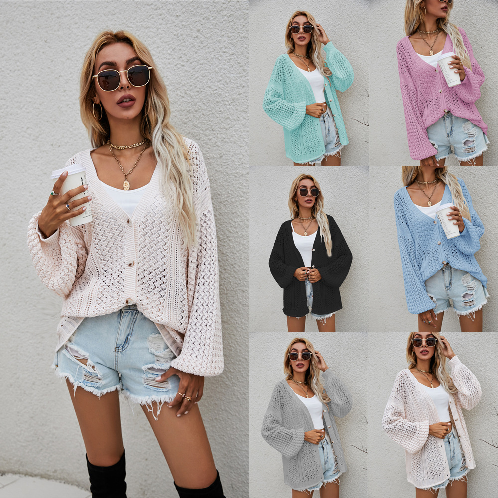 Plus Size Open Knit Cardigan Sweater Loose Fit Long Sleeve