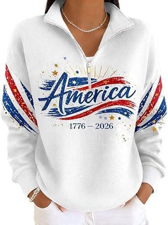 American Independence Print Half-Zip Hoodie