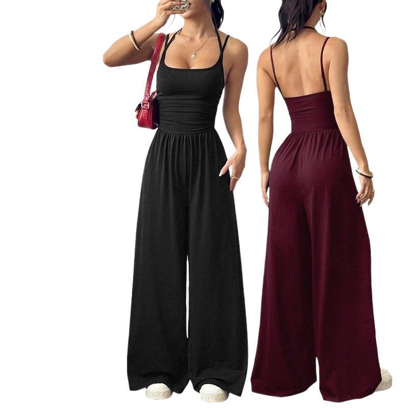 Women's Summer Sleeveless Wide-Leg Jumpsuit Casual Tube Top