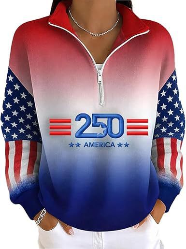 American Independence Print Half-Zip Hoodie