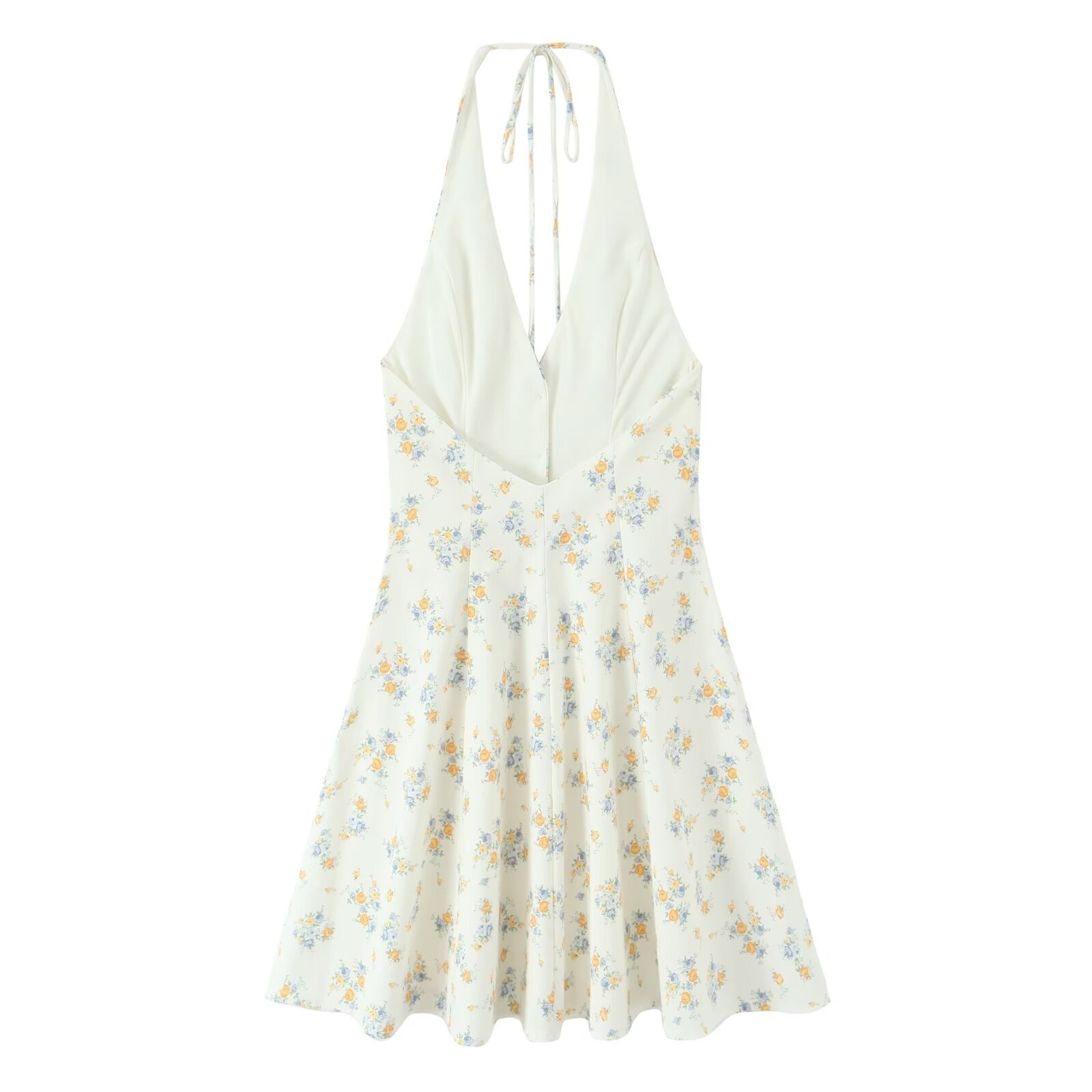 Floral Print Poplin Halter Dress