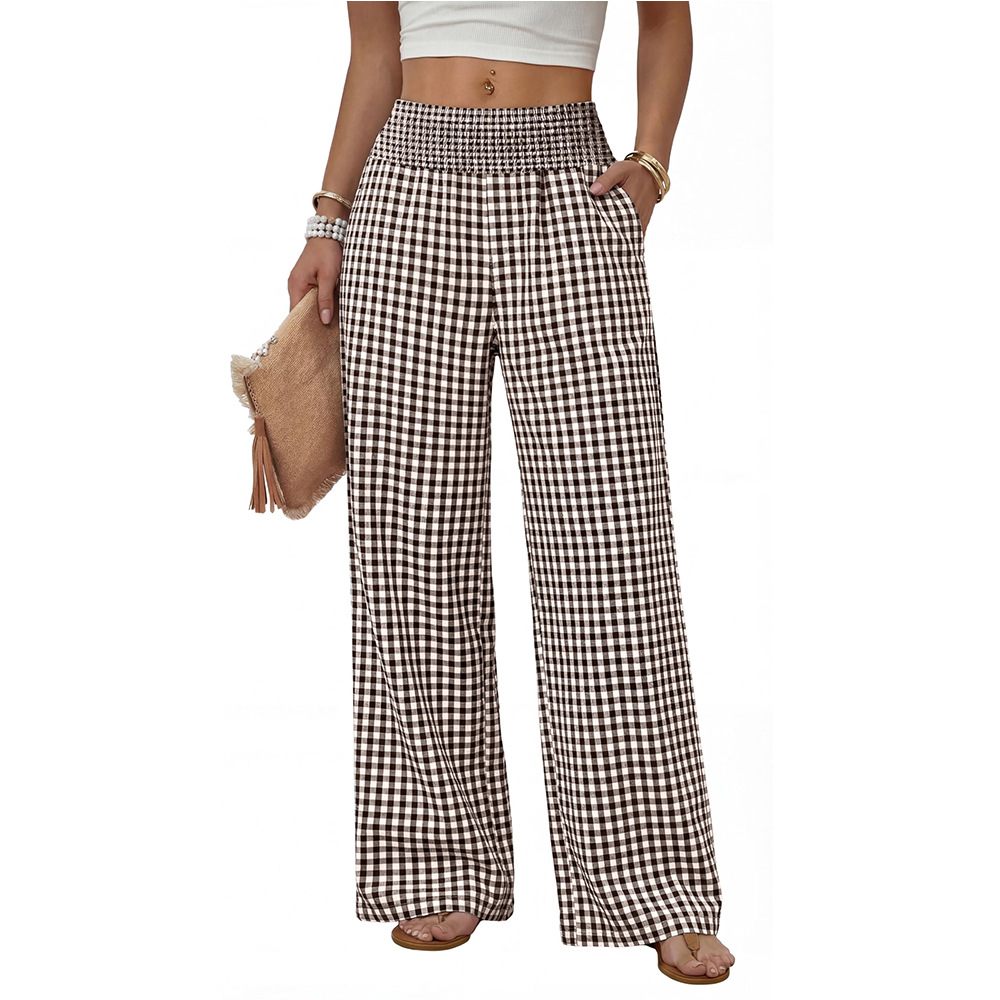 High-Waisted Striped Wide-Leg Pants with Pockets