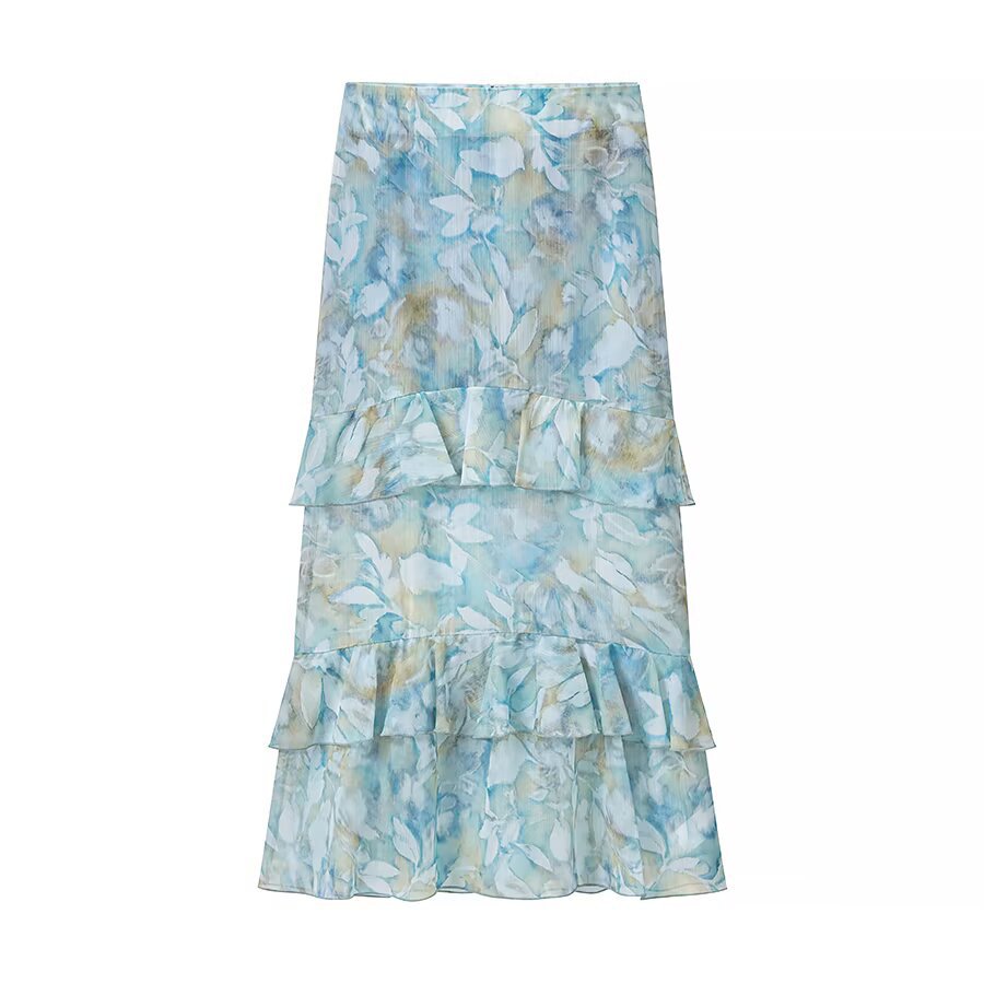 French Floral Halter Top and Midi Skirt Set