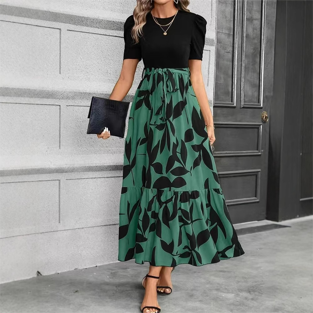 Floral Print High-Waist Elegant Dress