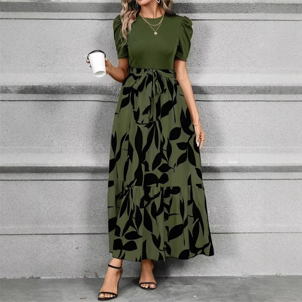 Floral Print High-Waist Elegant Dress