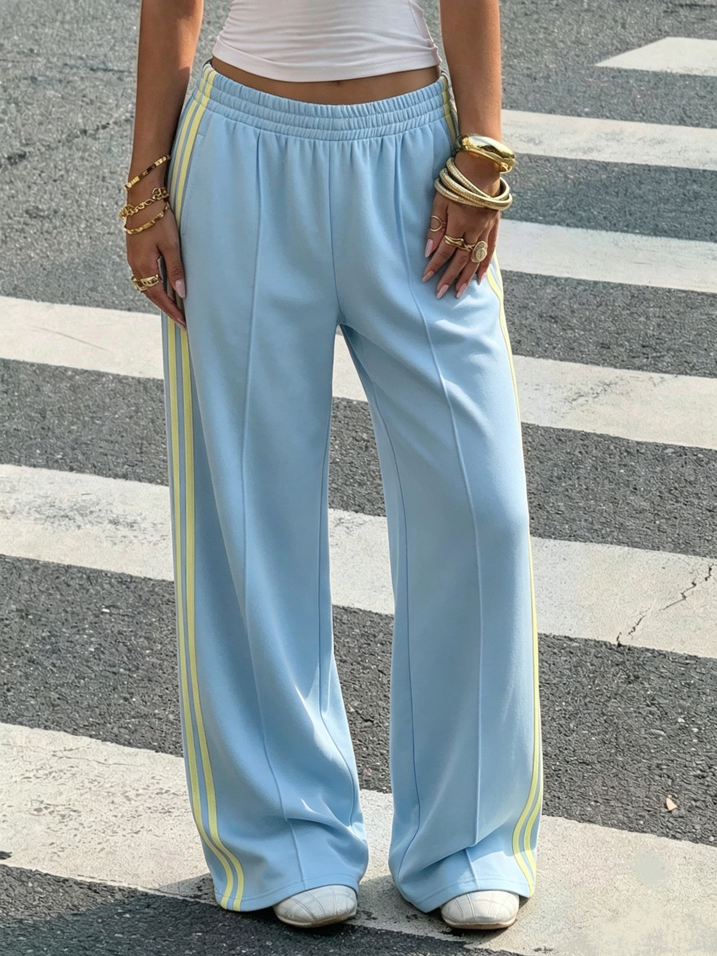 Y2K Retro High-Waist Elastic Waist Drapey Casual Pants