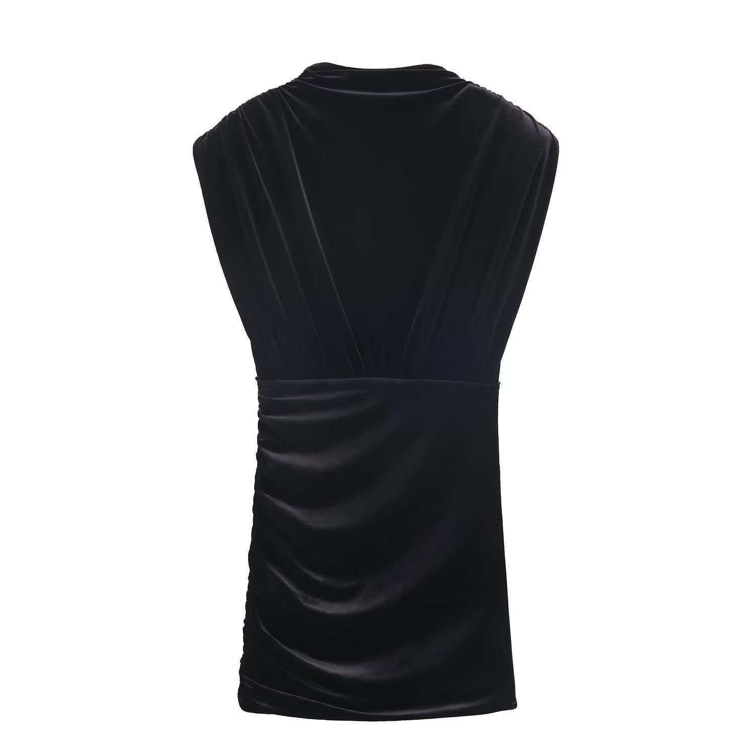 Women's Velvet Padded Shoulder Short Bodycon Dress