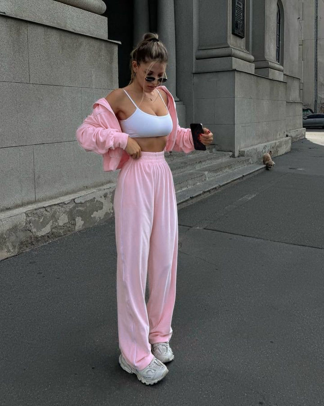Velvet Zip-Up Long Sleeve Two-Piece Pants Set