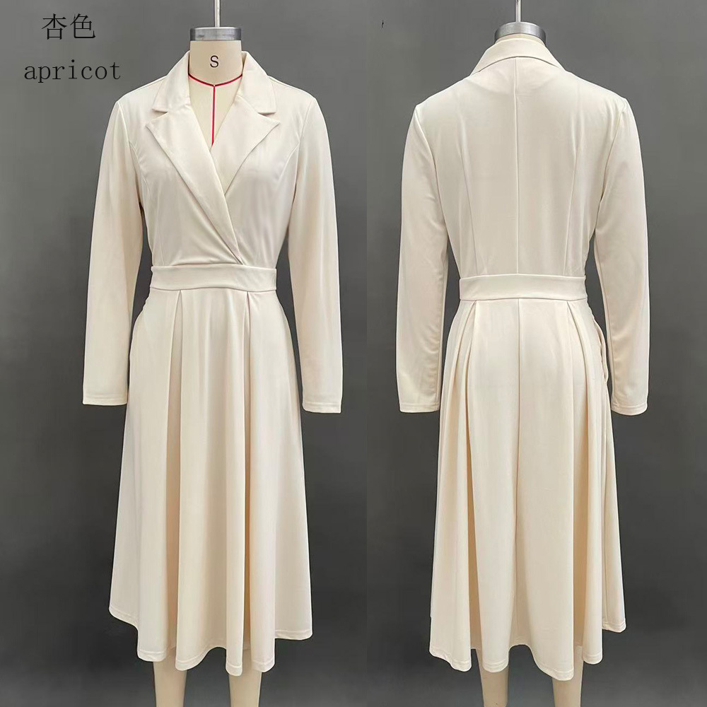 Women's V-Neck Waist-Cinching French-Style Long Gown Dress