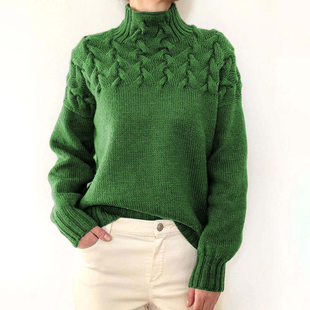 Women's Turtleneck Long Sleeve Sweater Pullover Solid Color