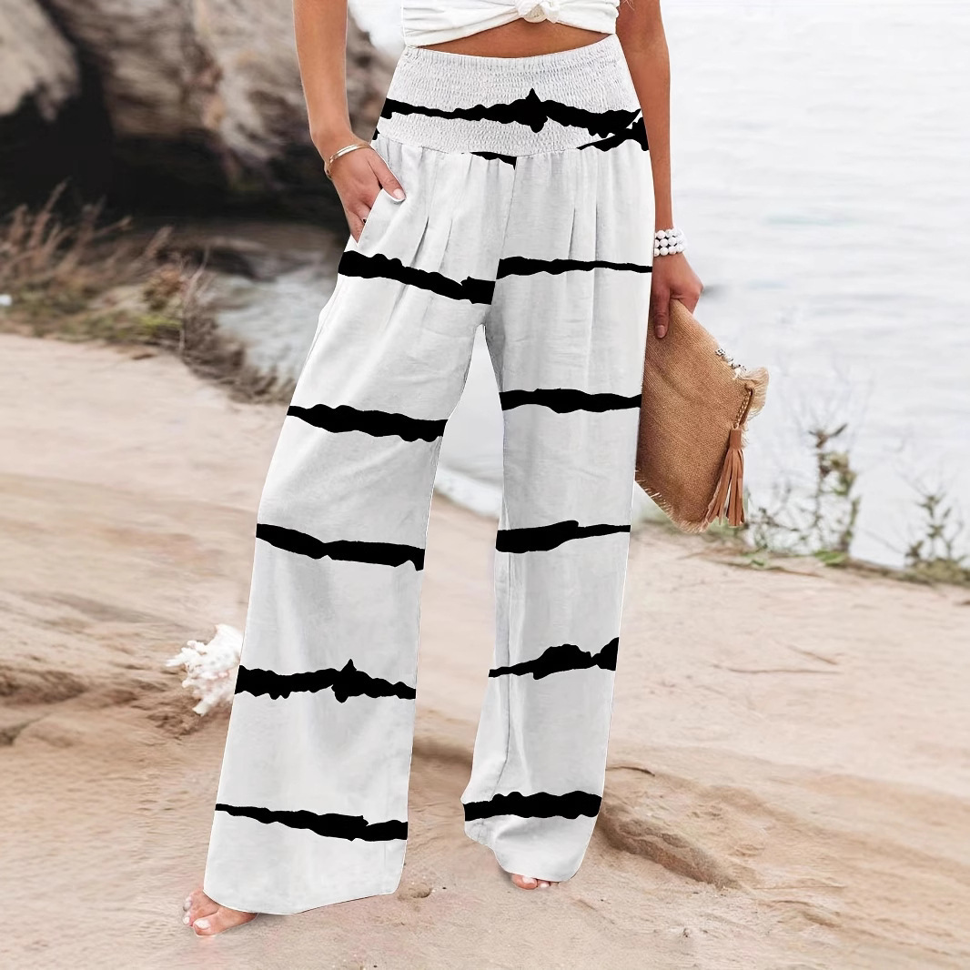 Women's Casual Wide-Leg Loose High-Waist White Pants