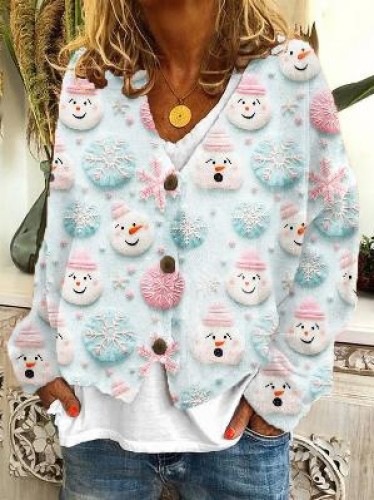 Abstract Print Open-Front Cardigan Sweater