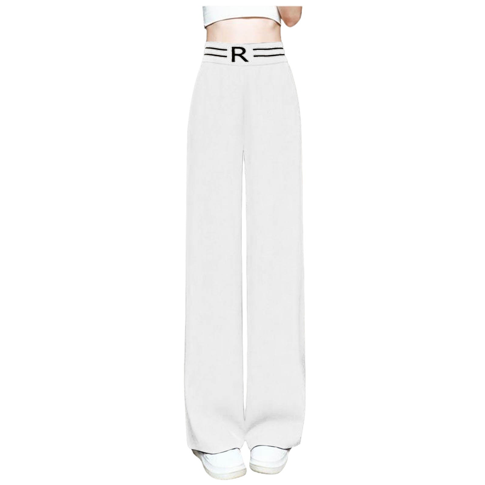Black High-Waist Wide-Leg Suit Pants for Women, Drapey Lightweight Straight-Leg Casual Trousers