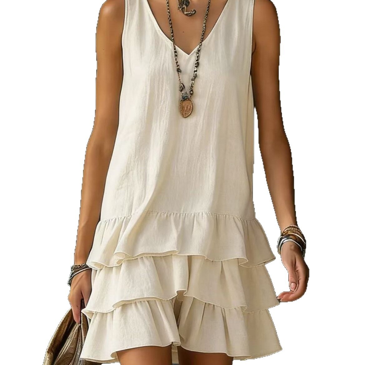 Women's Loose Casual Solid Color Sleeveless Tank Dress