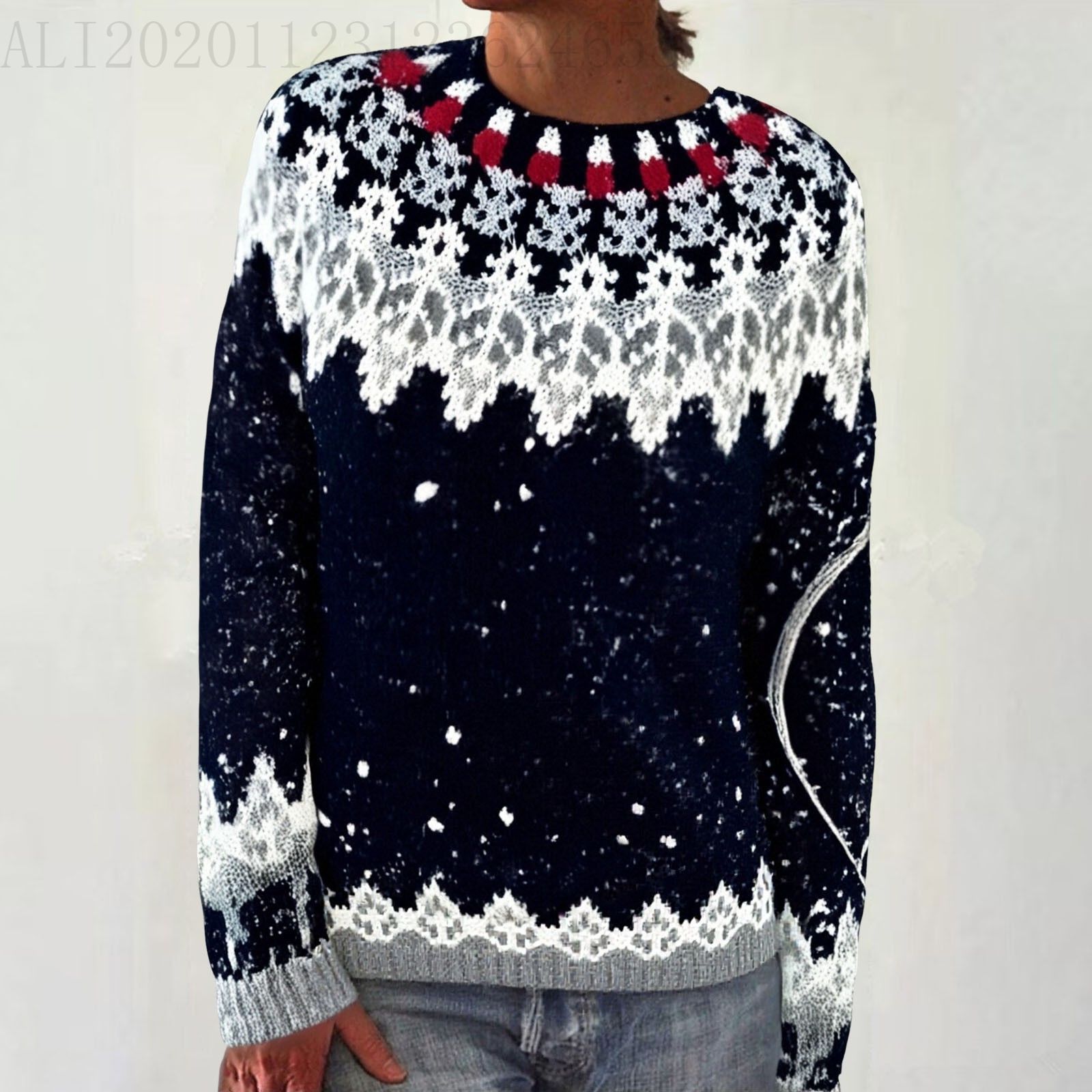 Women's Colorblock Crewneck Pullover Knit Sweater