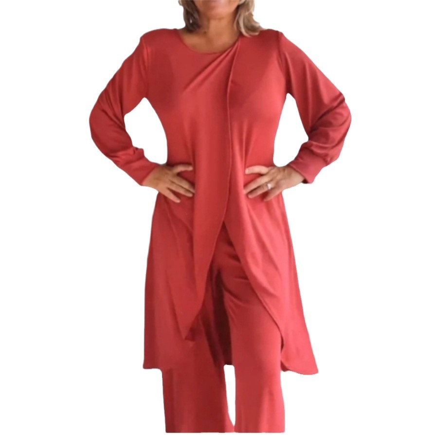 Women's Long Sleeve Asymmetric Wide-Leg Two-Piece Set Casual