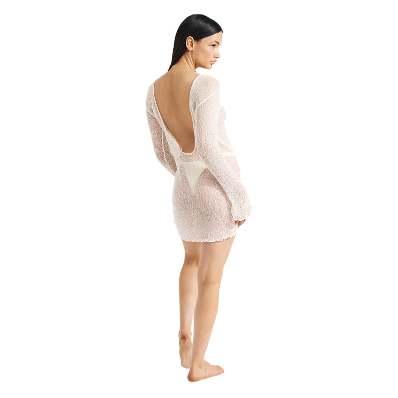 Women's Sheer Open-Back Bodycon Short Knit Dress