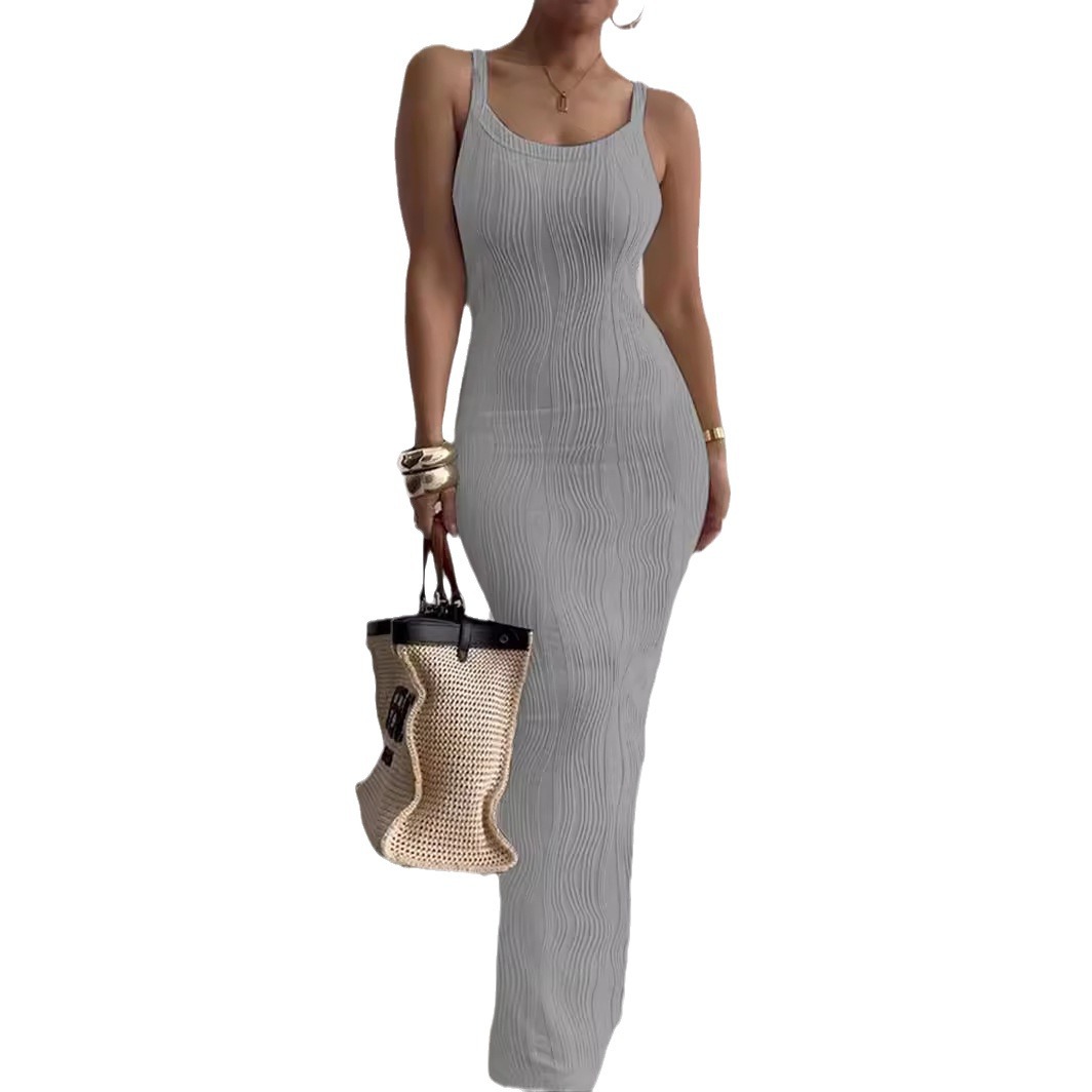 Sleeveless Bodycon V-Neck Long Dress