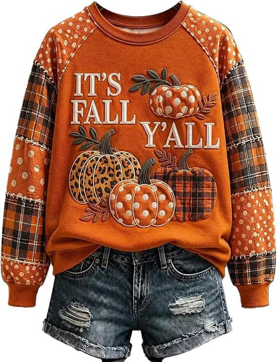 Evil Pumpkin Smiley Face Print Crewneck Long Sleeve Pullover Sweatshirt