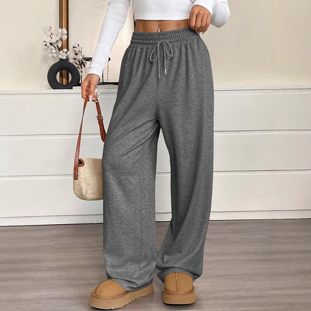 Women's Solid Color Wide-Leg Casual Pants Loose Slimming Commuter Trousers