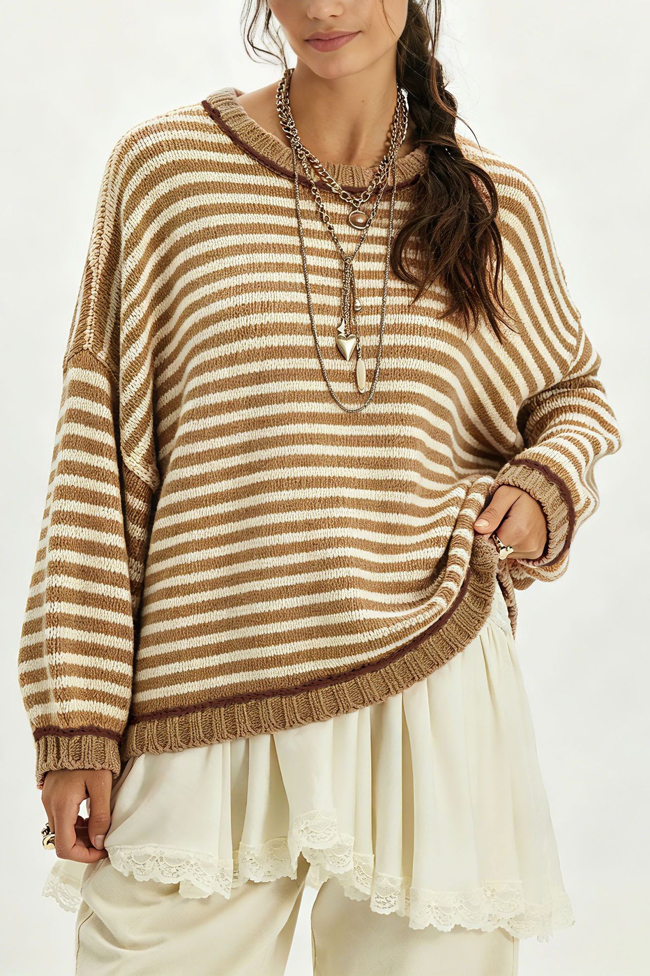 Women's Color-Block Striped Knit Pullover Sweater