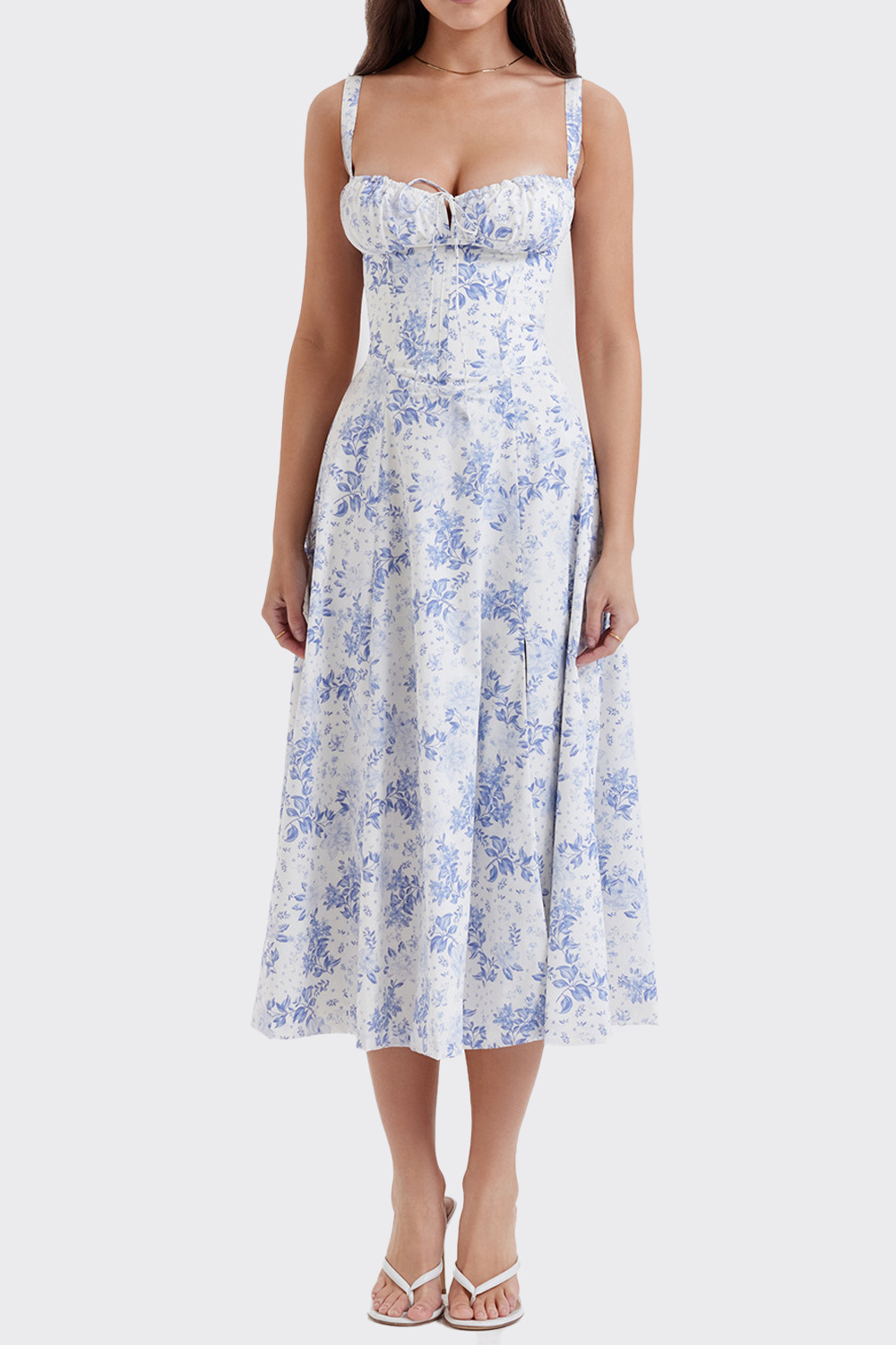 Floral French-Style Sleeveless A-Line Maxi Dress