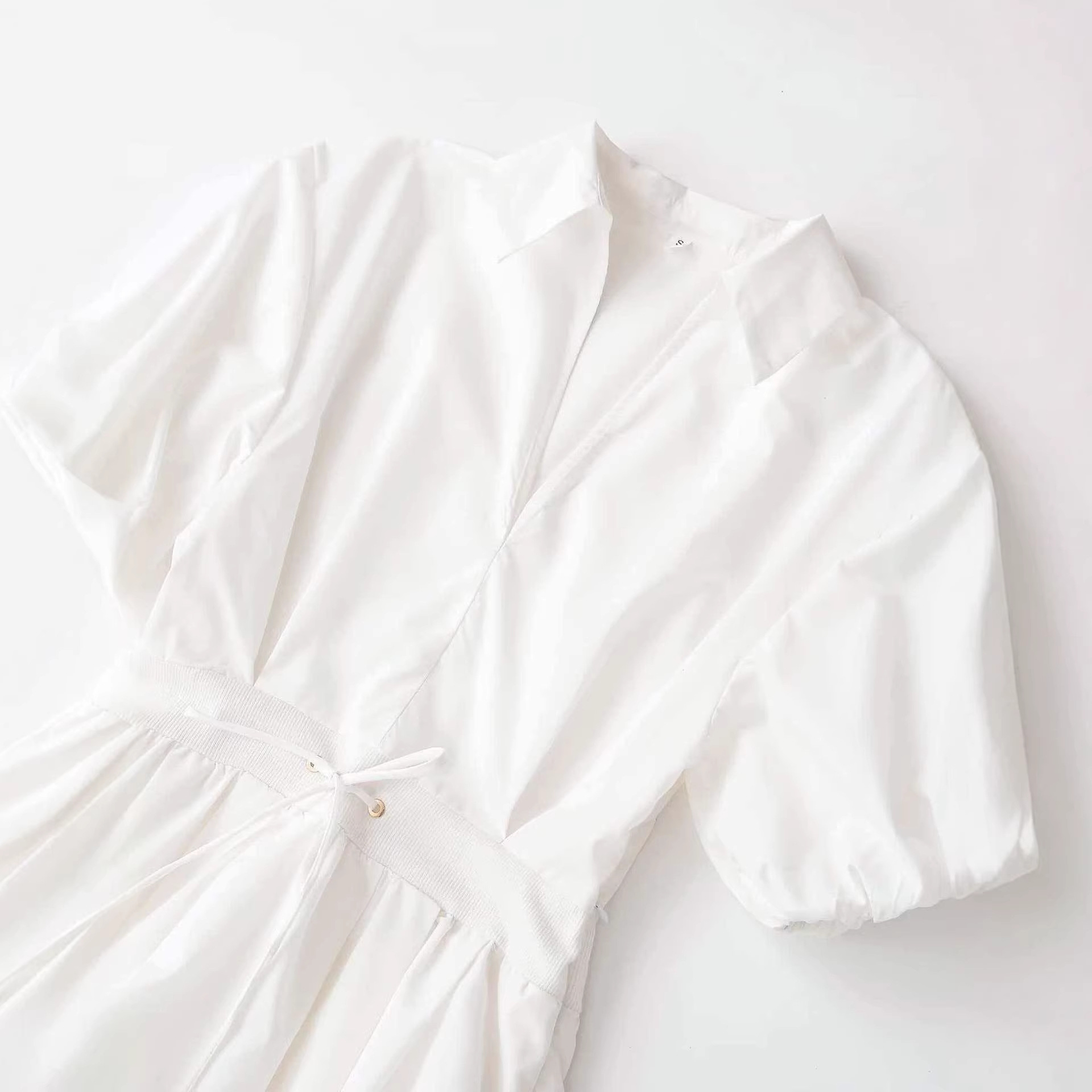 Minimalist V-Neck Poplin Mini Dress