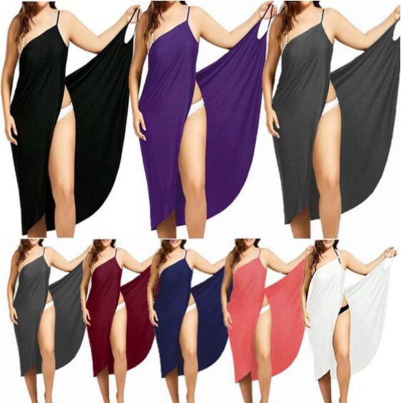 Plus Size Solid Color Sleeveless Cami Beach Dress