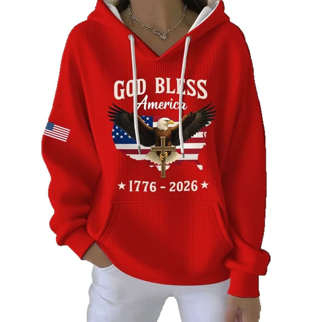 Women's Eagle Cross Print Casual Hoodie