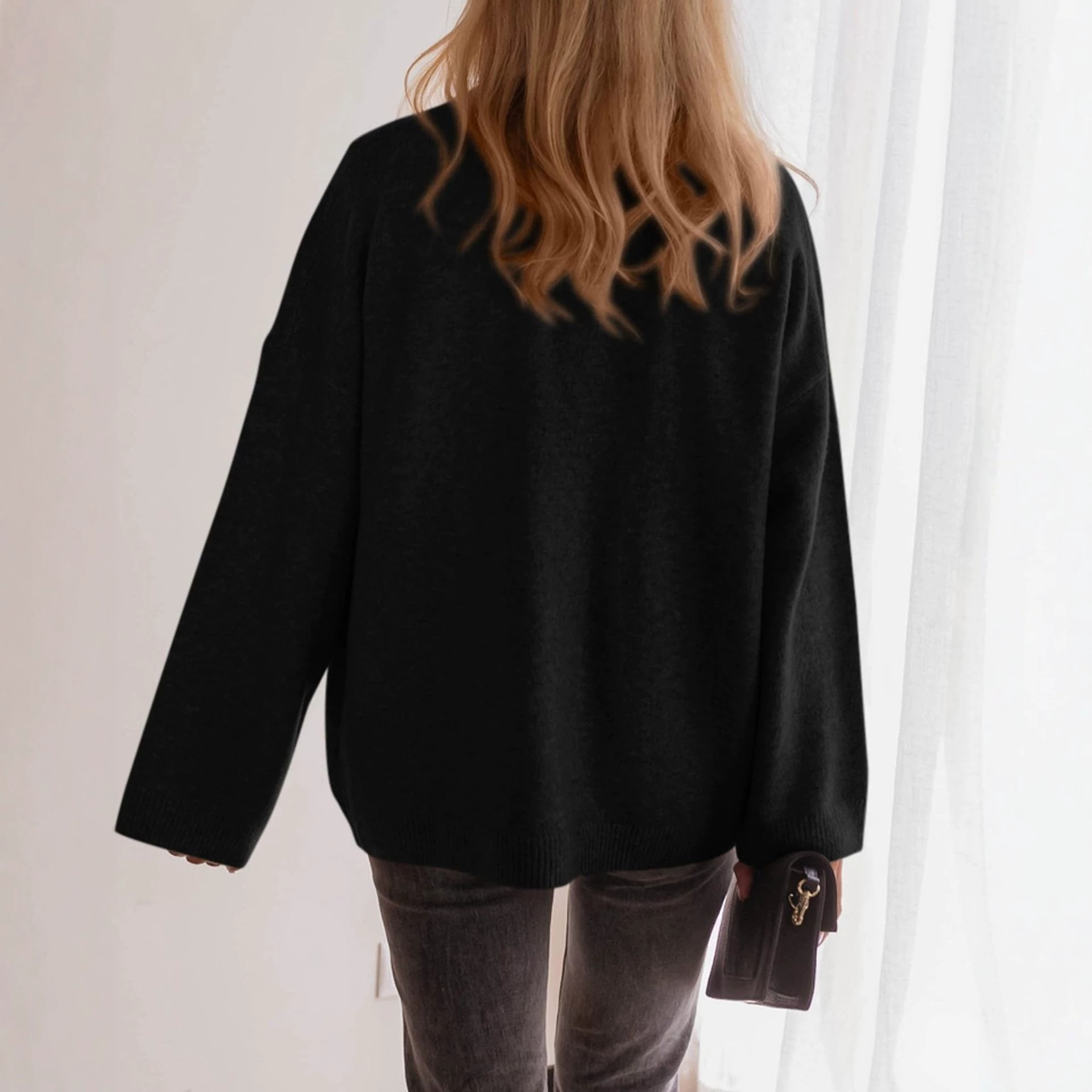 V-Neck Button-Up Knit Cardigan Sweater