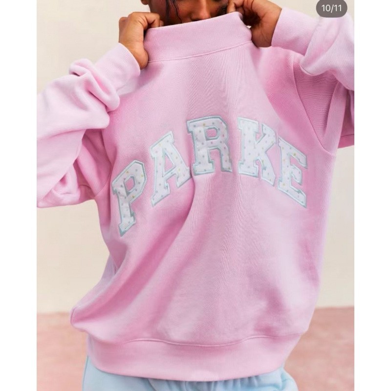 Embroidered Letter Crewneck Long-Sleeve Pullover Sweatshirt for Women