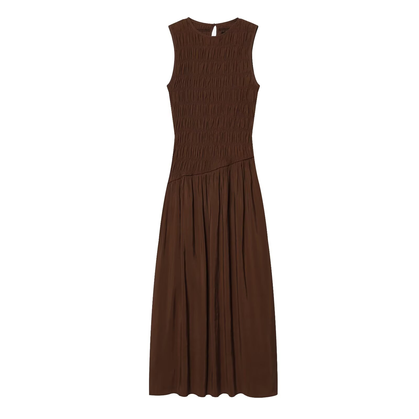 Elegant Puff Sleeveless Midi Dress