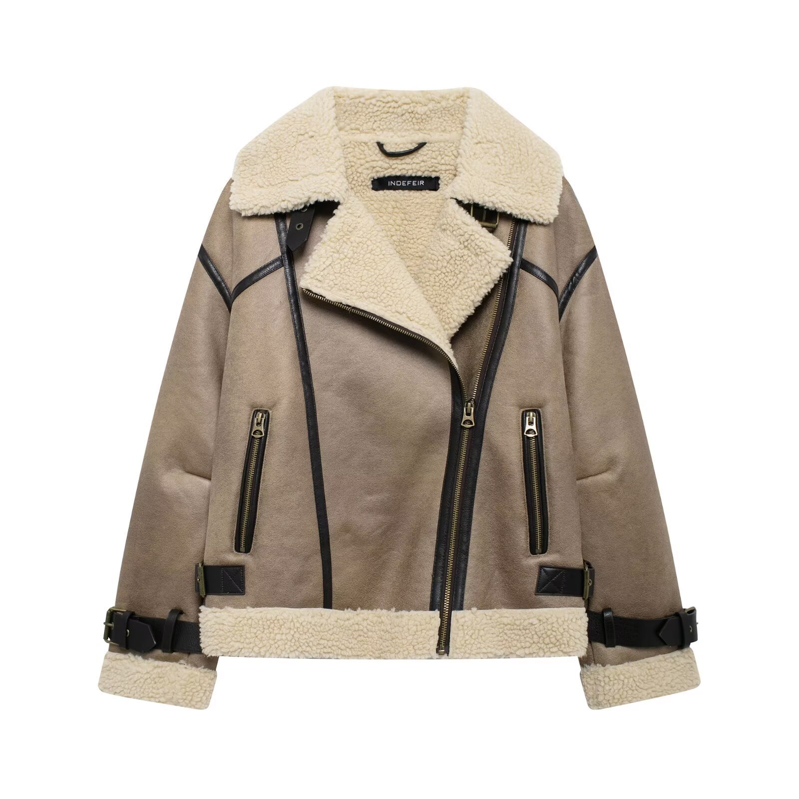 Women's Double-Sided Zip Jacket with Strap Hem Detail