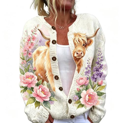 Women's Animal Print Button-Down Cardigan Sweater