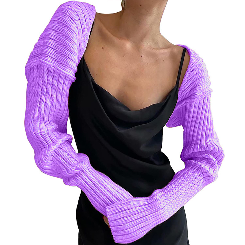 Sexy Solid Color Cropped Knit Cardigan Long Sleeve Sweater Jacket