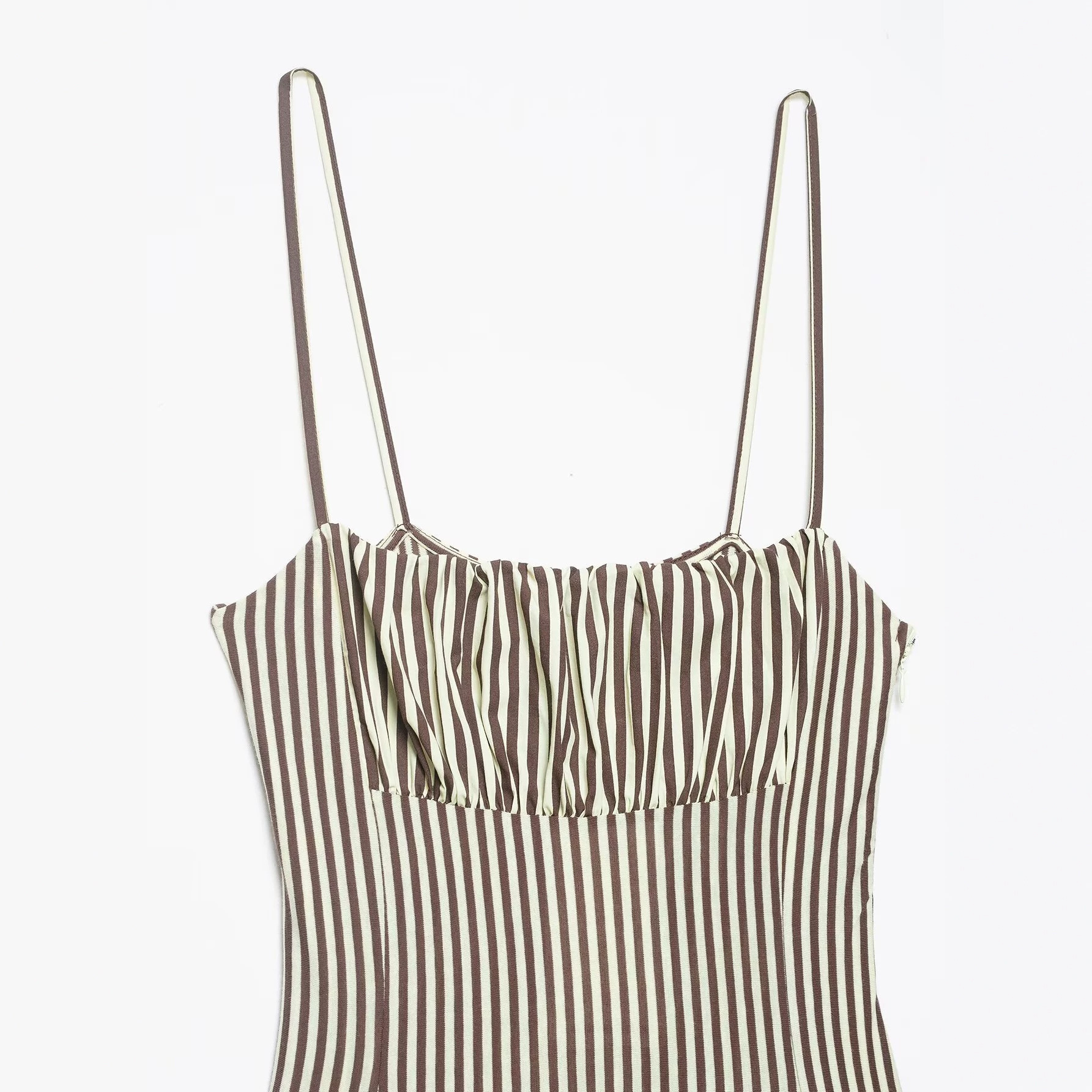 Striped Patchwork Midi Dress Sleeveless Lapel Collar