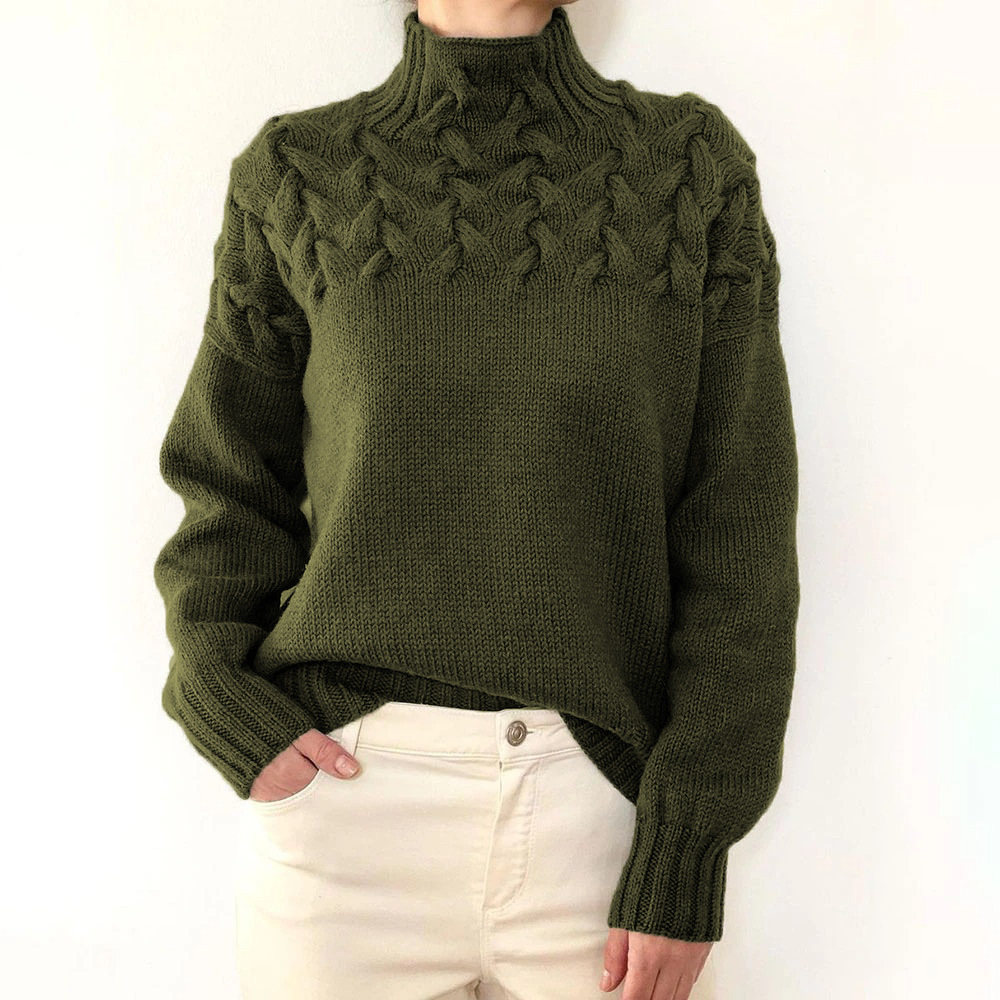 Women's Turtleneck Long Sleeve Sweater Pullover Solid Color