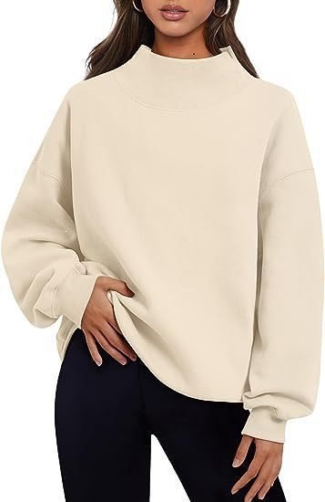 Women's Fleece-Lined Sweatshirt Half Turtleneck Loose Fit
