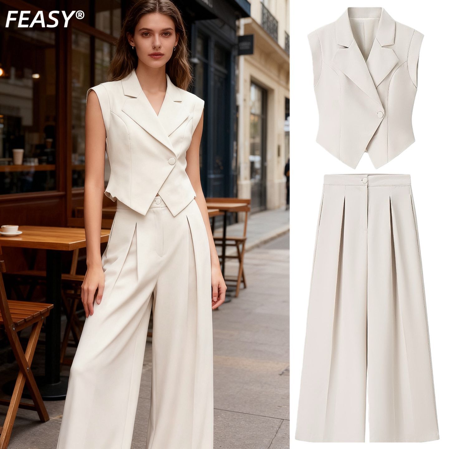 Women's Sleeveless Vest and Short-Sleeve Set