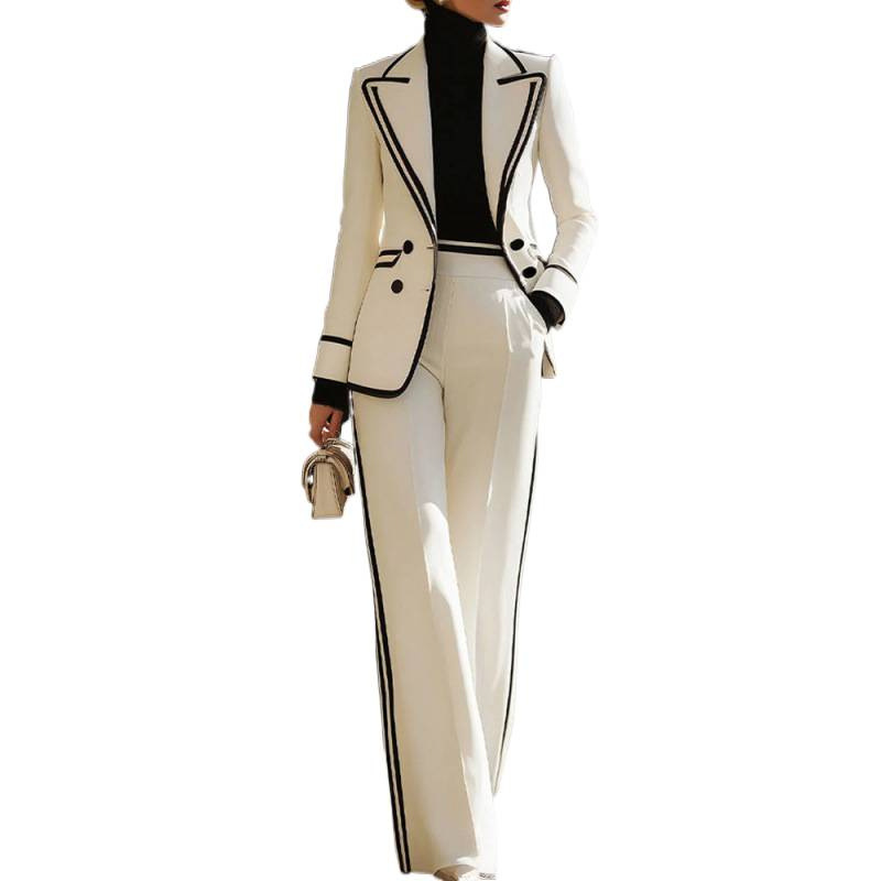 Women's Long Sleeve Double-Breasted Blazer and Pants Set