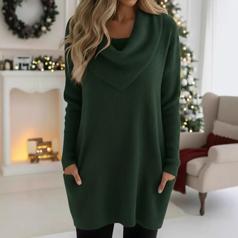 Women's Retro Triangle Cowl Neck Knit Sweater