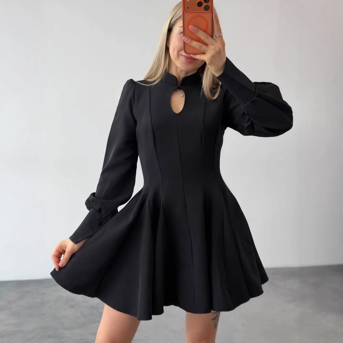 Women's Elegant A-Line Short Dress with Waist-Cinching Slimming Fit