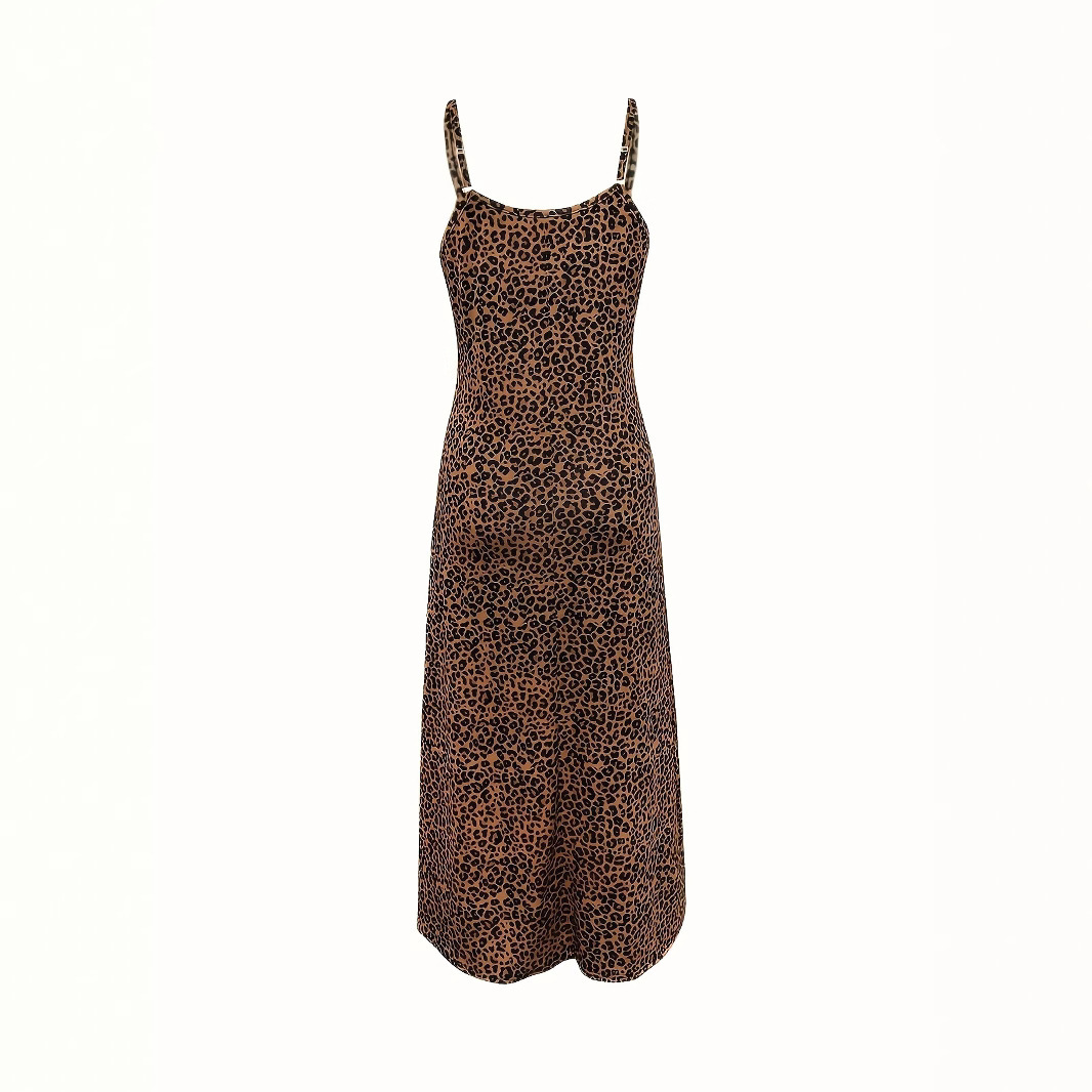 Women's Leopard Butterfly Print V-Neck Sleeveless Maxi Dress