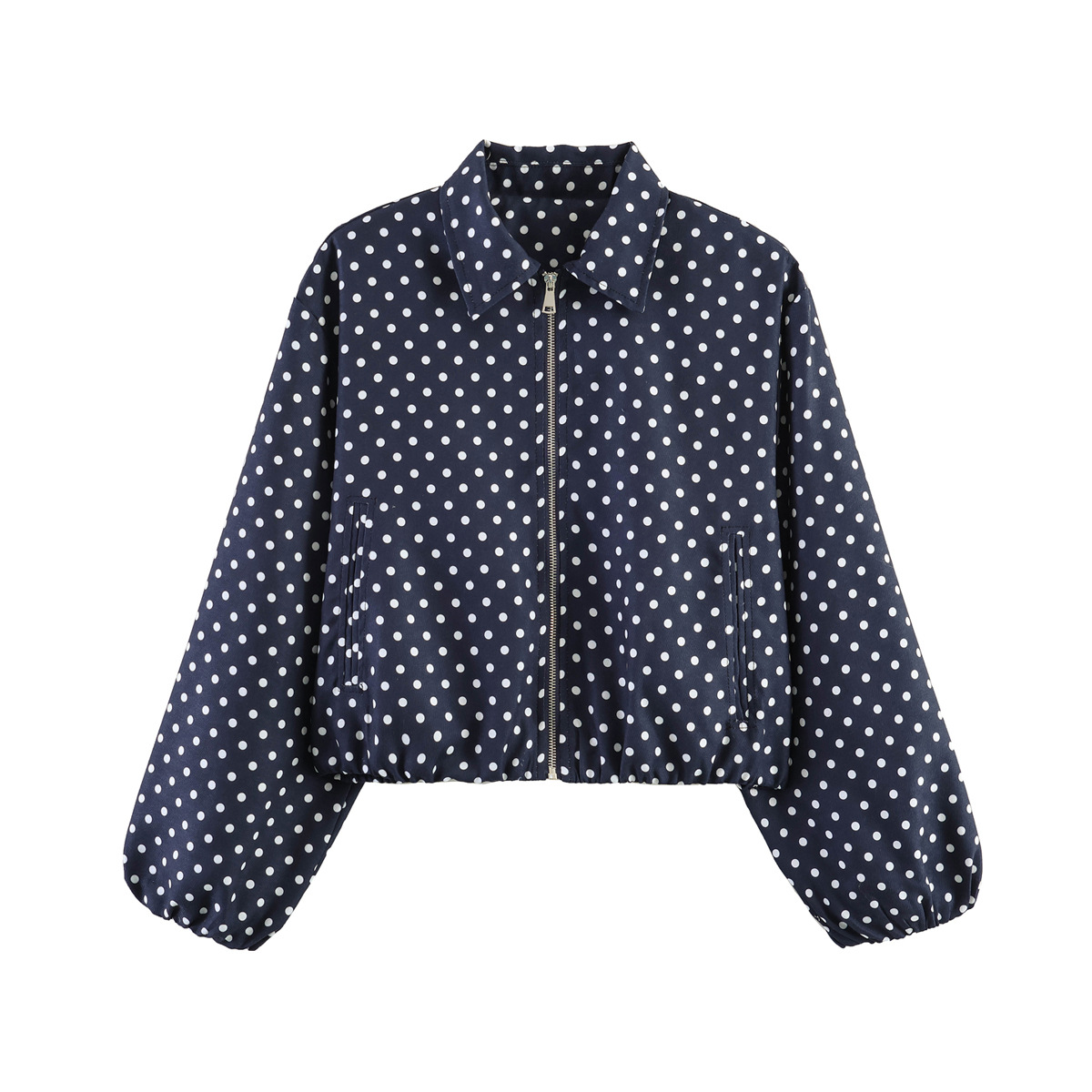 Women's Zip-Up Bomber Jacket with Puff Hem
