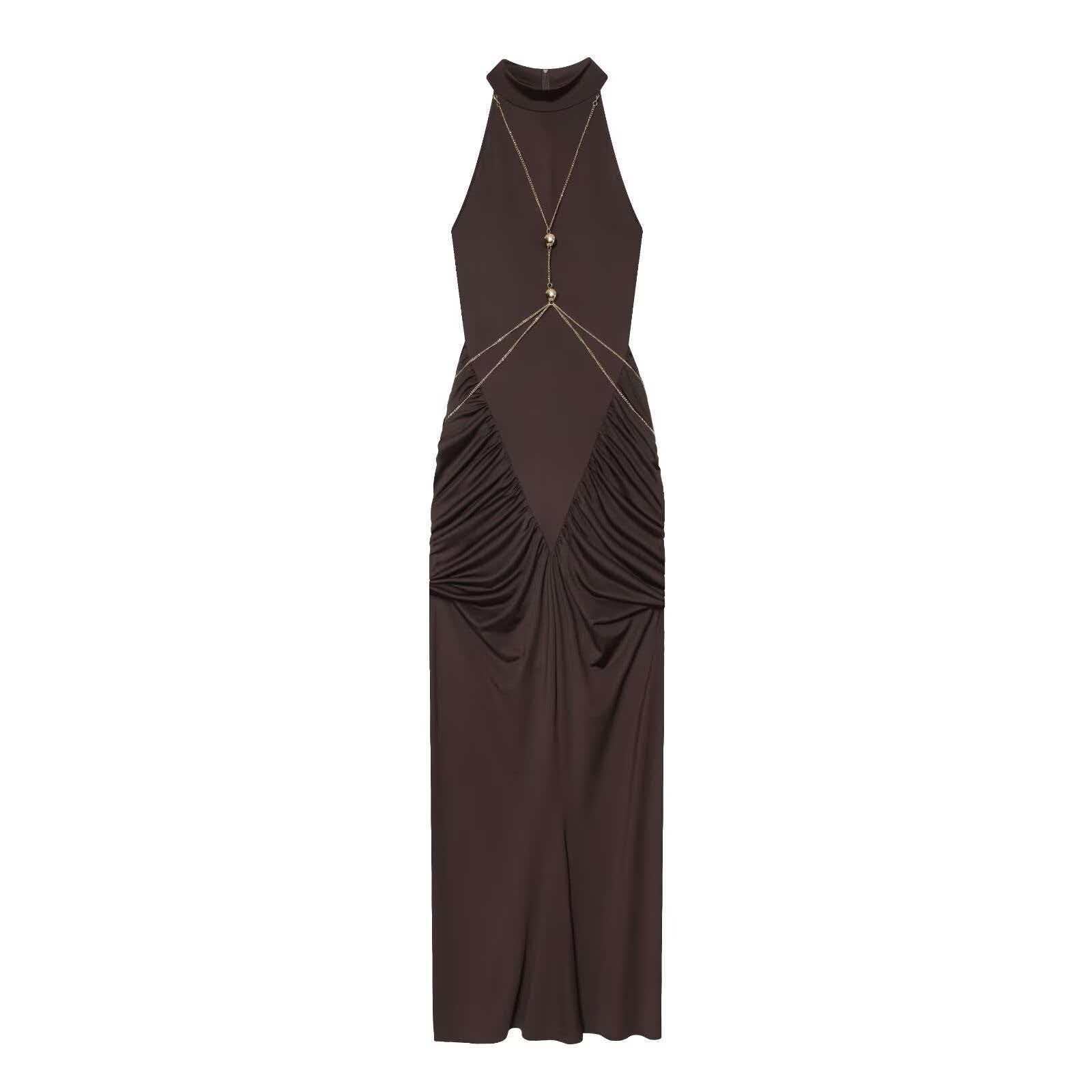 Chain Halter Neck Bodycon Dress