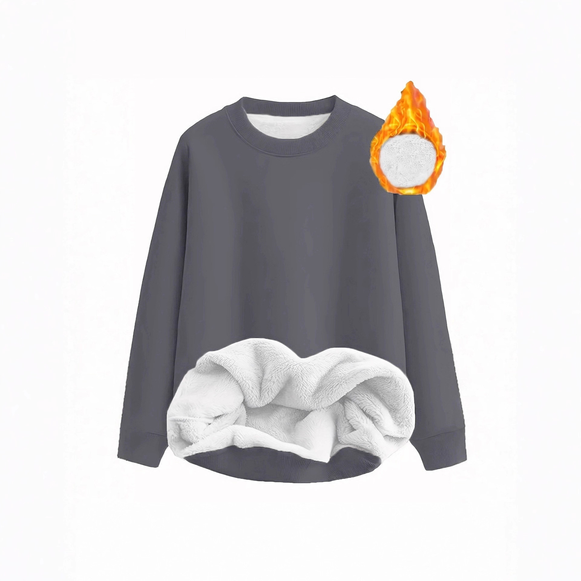 Women's Solid Color Long Sleeve Crewneck Pullover Sweatshirt