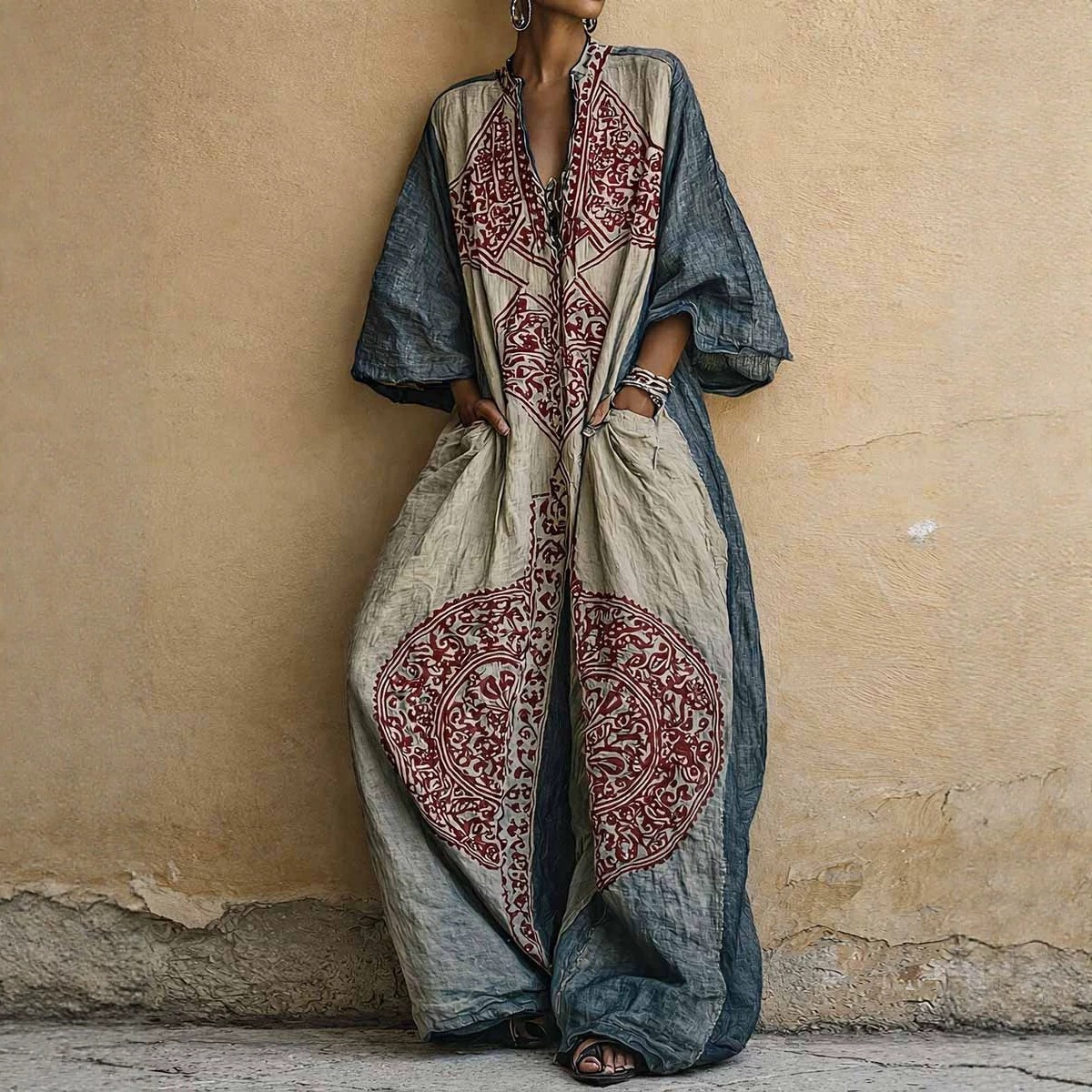 Boho Print Wide-Leg Pants Fashion Set for Women