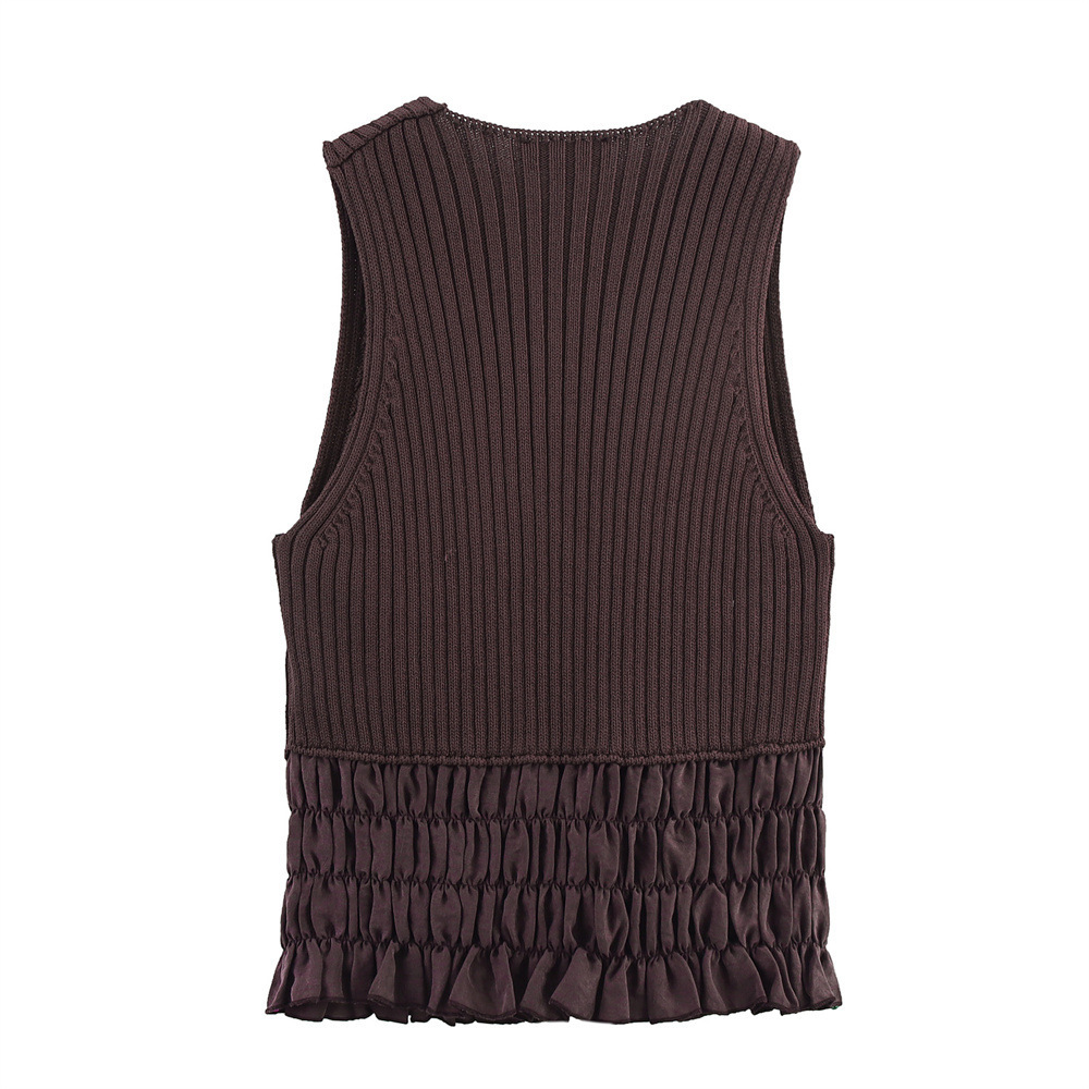 Ruffle Knit Top with Tie Detail