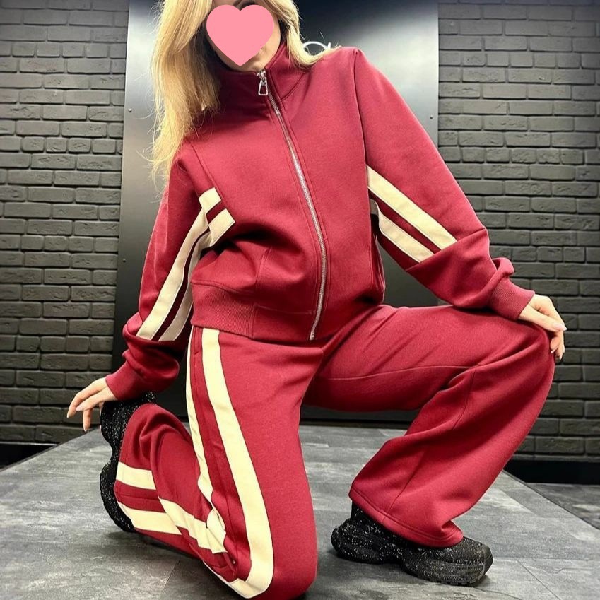 Women's Colorblock Two-Piece Tracksuit Set Zip-Up Cardigan & Pants